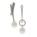 White Gold Pearl Diamond Asymmetrical Dot Line Drop Earrings 18k 14k Convertible