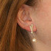 White Gold Pearl Diamond Asymmetrical Dot Line Drop Earrings 18k 14k Convertible