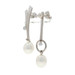 White Gold Pearl Diamond Asymmetrical Dot Line Drop Earrings 18k 14k Convertible