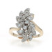 Yellow Gold Diamond Cluster Cocktail Bypass Ring - 14k Single Cut .32ctw Floral