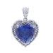 White Gold Lab-Created Sapphire Diamond Heart Halo Pendant - 10k 4.20ctw Love