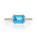 White Gold Blue Topaz Diamond Ring - 14k Emerald 1.89ctw East-West