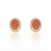 Yellow Gold Coral Stud Earrings - 14k Oval Cabochon Rope Pierced