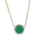 Yellow Gold Emerald Diamond Halo Pendant Necklace - 14k Round .82ctw