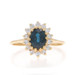 Yellow Gold Sapphire Diamond Halo Ring - 14k Oval 2.42ctw