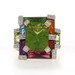 Bellarri Peridot Diamond Halo Ring - Yellow Gold 18k Rect Fantasy 7.54ctw SZ 7