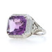 White Gold Amethyst Art Deco Cocktail Solitaire Ring - 18k Rect 8.63ctw Vintage