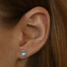 White Gold Blue Topaz & Diamond Halo Stud Earrings - 14k Round Rose Cut .76ctw