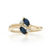 Yellow Gold Blue Sapphire Diamond Bypass Ring - 14k Marquise .34ctw Two-Stone