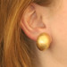 Yellow Gold Brushed Large Dome Stud Earrings - 14k Pierced