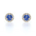 Yellow Gold Sapphire Diamond Halo Stud Earrings - 14k Round 1.20ctw Pierced