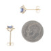 Yellow Gold Sapphire Diamond Halo Stud Earrings - 14k Round 1.20ctw Pierced