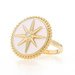 Yellow Gold Mother of Pearl Diamond North Star Cocktail Halo Ring 18k Celestial