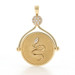 Yellow Gold Mother of Pearl Diamond Serpent Spinner Pendant 18k .12ctw Snake