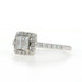 White Gold Diamond Cluster Halo Engagement Ring - 14k Princess & Round .50ctw