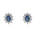White Gold Sapphire Diamond Halo Stud Earrings - 10k Oval .98ctw Floral Pierced
