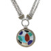 Sterling Silver Coral Turquoise Malachite Necklace 16 1/2" - 925 18k Inlay