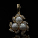Yellow Gold Cultured Pearl Diamond Cluster Enhancer Pendant - 14k Beads Leaves