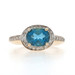 Yellow Gold London Blue Topaz Diamond Halo Ring - 14k Oval 3.15ctw