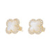 Yellow Gold Mother of Pearl Diamond Quatrefoil Stud Earrings 14k .22ctw Pierced