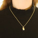 Yellow Gold Rectangle Pendant Necklace 24" - 14k