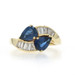 Yellow Gold Sapphire Diamond Two-Stone Bypass Ring - 18k Pear 2.10ctw