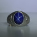 White Gold Lab-Created Star Sapphire Diamond Men's Ring - 10k Oval Cab 7.15ctw