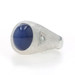 White Gold Lab-Created Star Sapphire Diamond Men's Ring - 10k Oval Cab 7.15ctw