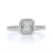White Gold Diamond Double Halo Engagement Ring - 14k Emerald Cut .50ctw