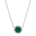 White Gold Emerald Diamond Halo Pendant Necklace - 14k Round .84ctw Adjustable