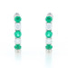White Gold Emerald Diamond J-Hoop Earrings - 18k Round .74ctw Pierced