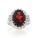 White Gold Garnet Diamond Vintage Halo Ring - 14k Oval 5.68ctw