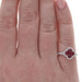 WhiteGold Ruby Diamond Quatrefoil Cluster Halo Ring 18k Oval & Sq 1.50ctw Floral