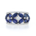 White Gold Sapphire Diamond Floral Cluster Cocktail Band - 18k Marq 4.50ctw Ring