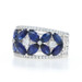 White Gold Sapphire Diamond Floral Cluster Cocktail Band - 18k Marq 4.50ctw Ring