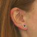 White Gold Sapphire Diamond Halo Stud Earrings - 18k Round 1.54ctw Pierced