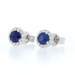 White Gold Sapphire Diamond Halo Stud Earrings - 18k Round 1.54ctw Pierced