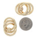 Yellow Gold Brushed Interlocking Triple Circle Stud Earrings - 14k Pierced