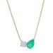 Yellow Gold Diamond Emerald Two-Stone Pendant Necklace 14k Rd .80ctw Adjustable