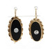 Yellow Gold Onyx Diamond Vintage Drop Earrings - 14k Pierced