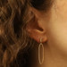 Yellow Gold Diamond Long Oval Dangle Earrings 14k Single .23ctw Pierced