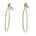 Yellow Gold Diamond Long Oval Dangle Earrings 14k Single .23ctw Pierced
