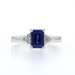 White Gold Sapphire Diamond Ring - 10k Emerald Engagement