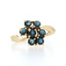 Yellow Gold Blue Sapphire Cluster Cocktail Bypass Ring - 14k Round .63ctw Floral