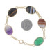 Yellow Gold Chalcedony Banded Agate Vintage Bracelet 7 1/4" 14k Carved Scarab
