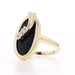 Yellow Gold Onyx Diamond Ring - 10k Oval