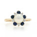 Yellow Gold Pearl Sapphire Diamond Ring - 14k .65ctw Flower