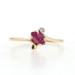 Yellow Gold Ruby Diamond Ring - 10k Marquise .32ctw Scroll