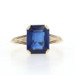 Yellow Gold Sapphire Art Deco Solitaire Ring - 10k Rectangular 2.80ct