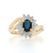 Yellow Gold Sapphire Diamond Halo Bypass Ring - 14k Oval .79ctw